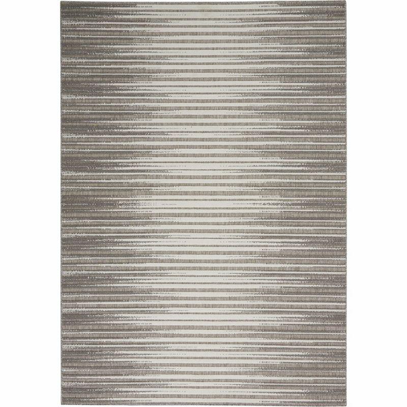 Calobra Light Grey Striped 4' x 6' Hand-Knotted Synthetic Rug