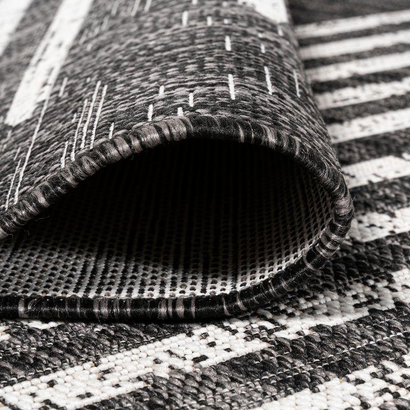 3'x5' Zolak Berber Stripe Geometric Indoor/Outdoor Area Rug, Black/Ivory - JONATHAN Y