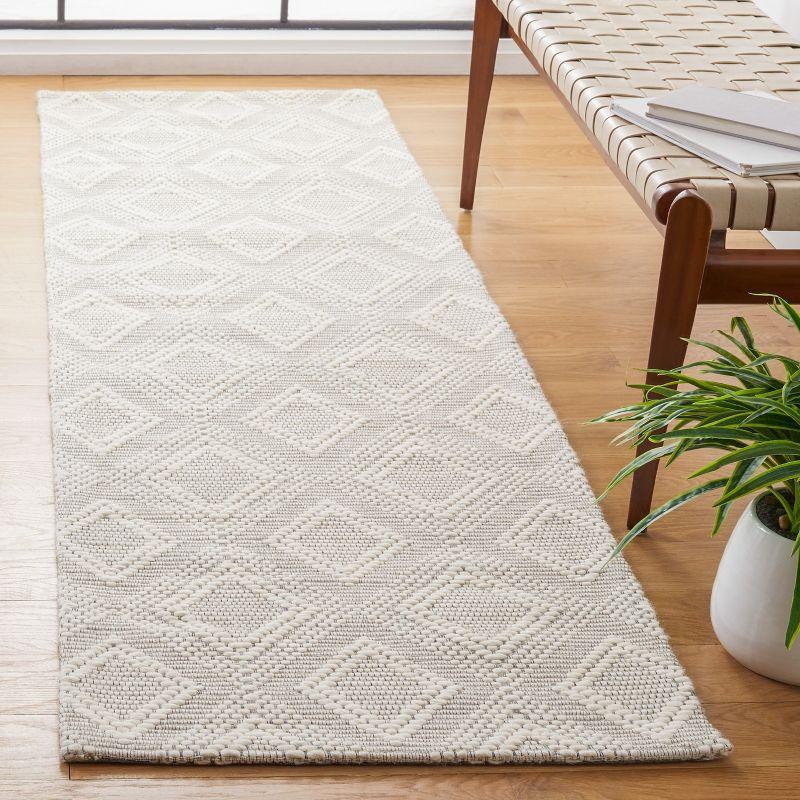 Marbella Ivory Flat Woven Wool Runner Rug, 2'3" x 8'