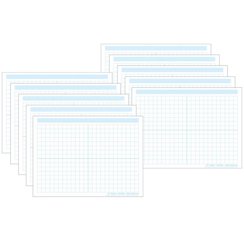 Ashley Productions® Smart Poly® PosterMat Pals™ Space Savers, 13" x 9-1/2", 1/2" grid Blocks 468 Blocks, Pack of 10