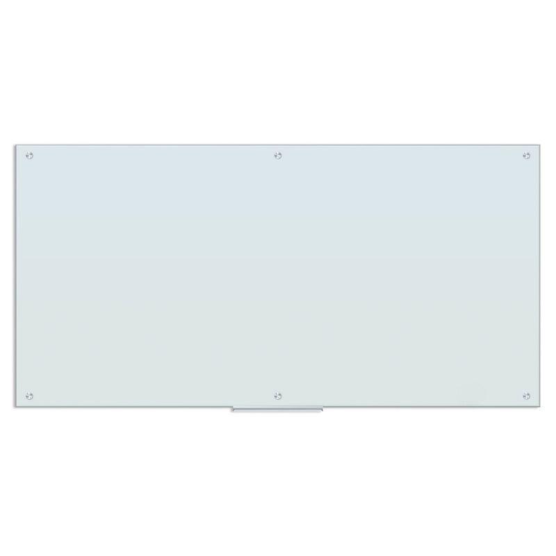 U Brands 70"x35" Frosted Glass Frameless Dry Erase Board White: Wall Mount Glass Whiteboard with Marker Tray