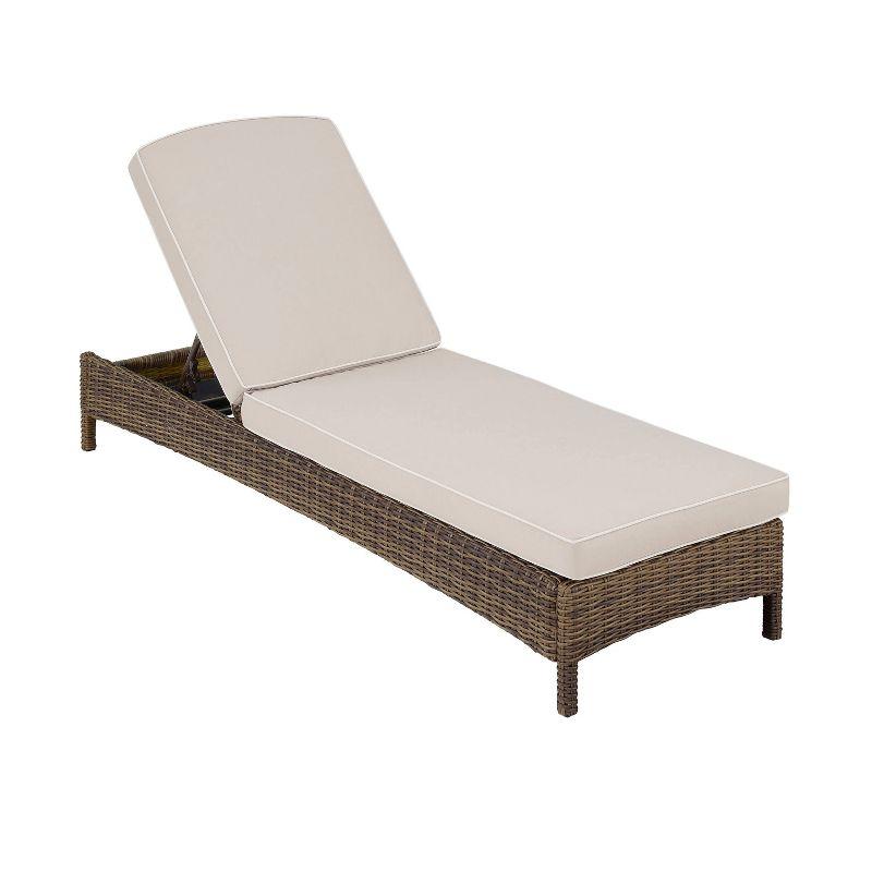 Bradenton Outdoor Wicker Chaise Lounge - Sand - Crosley: Steel Frame, Adjustable, UV-Resistant