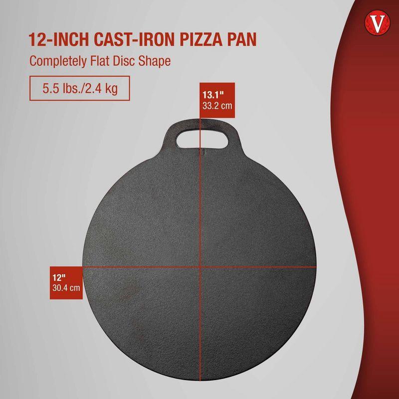 Victoria 12-Inch Black Cast Iron Tawa Dosa Pan with Loop Handle