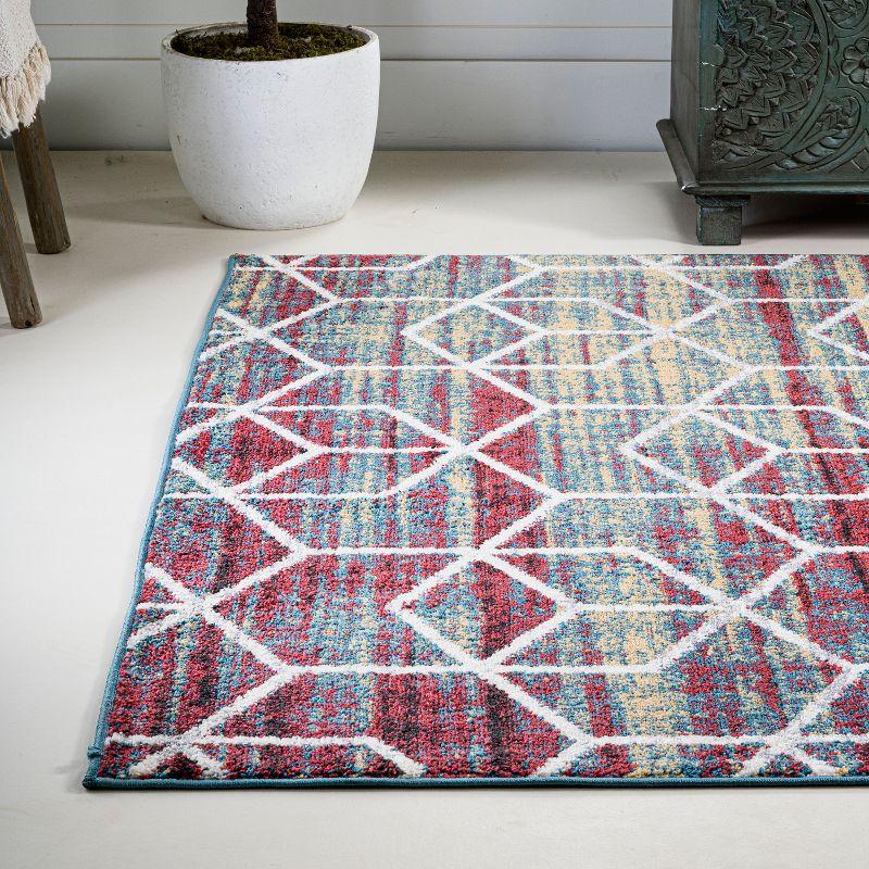4'x6' Tumbling Blocks Modern Geometric Area Rug, Multi/White - JONATHAN Y