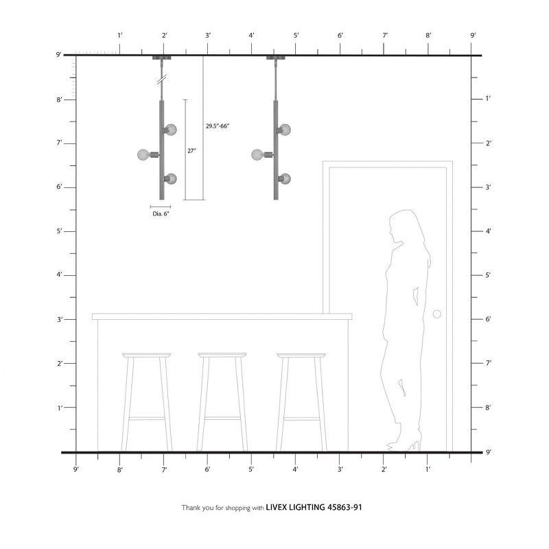 Livex Lighting Bannister 3 - Light Pendant in  Brushed Nickel
