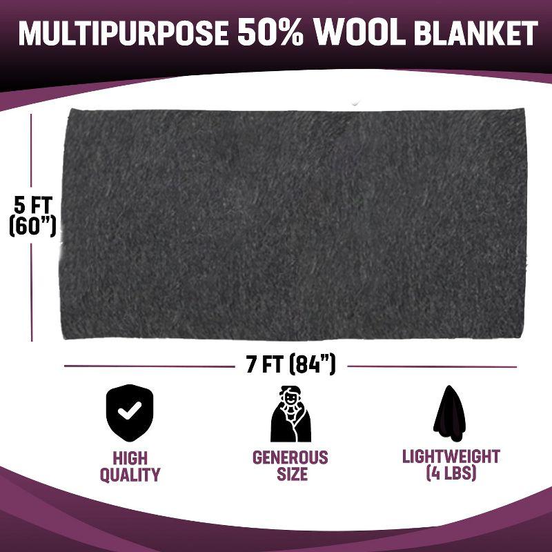 Kemp USA 50% Wool Multipurpose Blanket Durable Throw Blanket for Survival Kit, Fire Retardant
