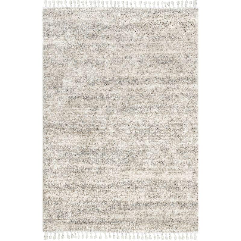 Ivory Braided Tassel 9' x 12' Shag Area Rug