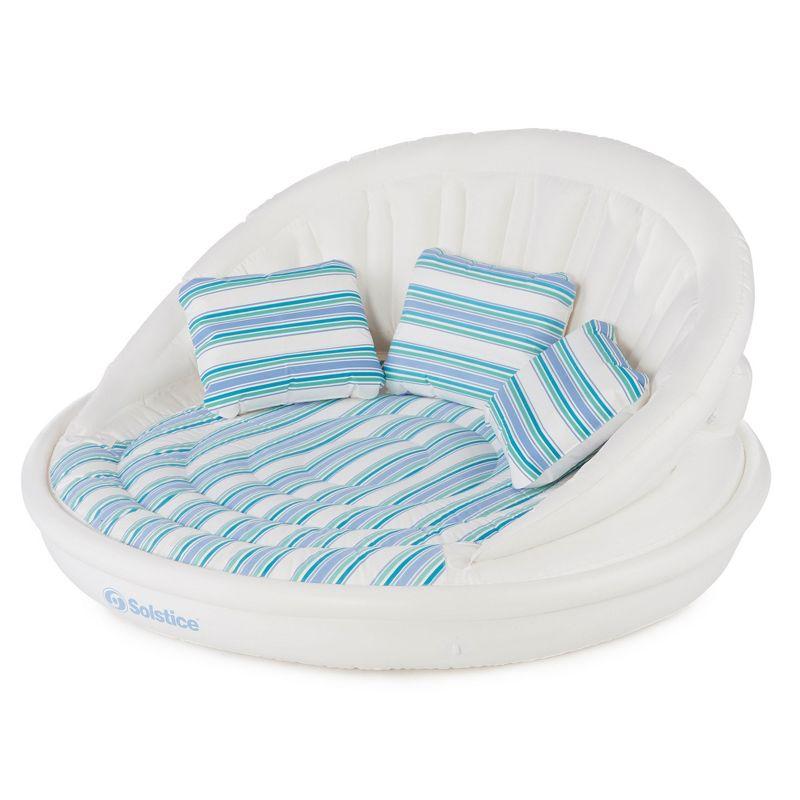 Solstice White and Blue Inflatable Three-Seat Pool Sofa