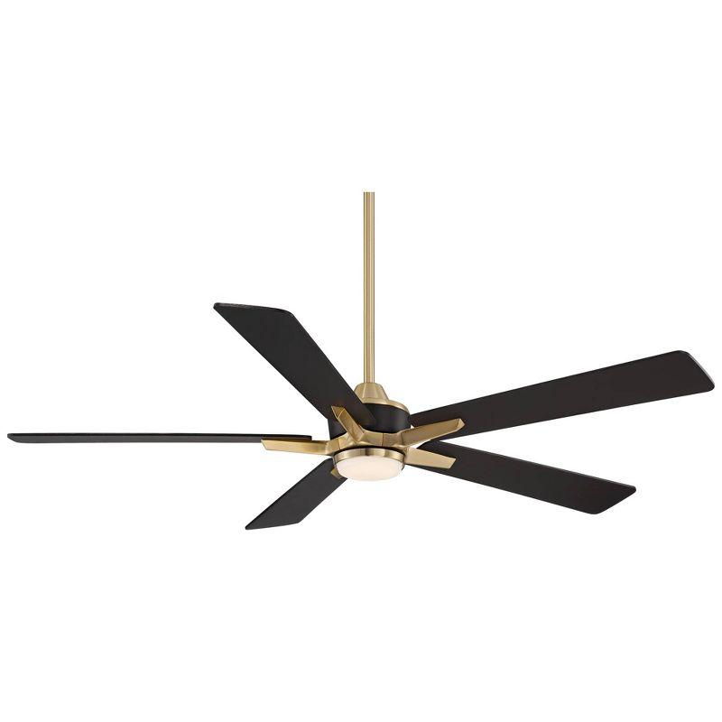 52" Casa Vieja Modern Indoor Outdoor Ceiling Fan with Dimmable LED Light Remote Control Soft Brass Black Damp Rated for Patio Exterior House Porch