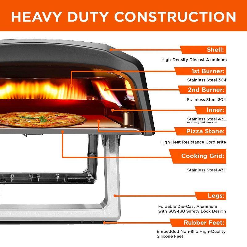 Commercial Chef Pizza Oven Outdoor - Propane Gas Portable for Outside (L-Shaped Burner)