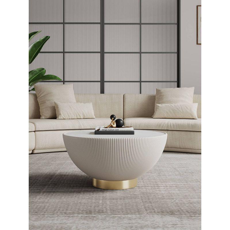 Manhattan Comfort Anderson Leatherette Upholstered Coffee Table with Faux Marble Tabletop Cream