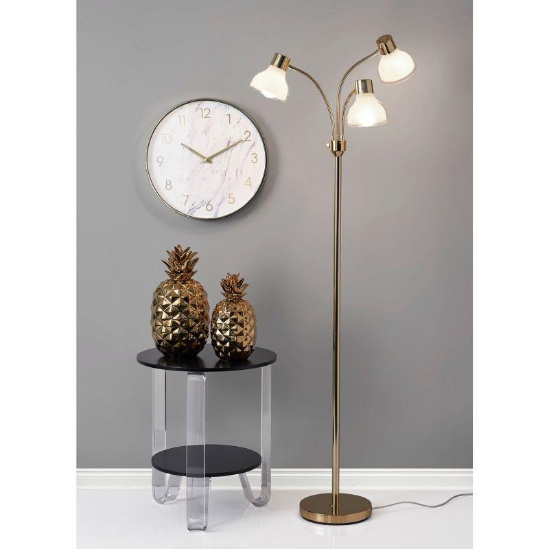 69" Presley 3 Arm Floor Lamp Gold - Adesso: ETL Listed, Metal Body, Plastic Shade, No Bulb Included