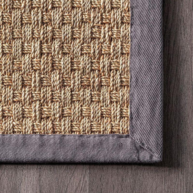 Hesse Checker Weave Seagrass 6' x 9' Area Rug in Dark Gray