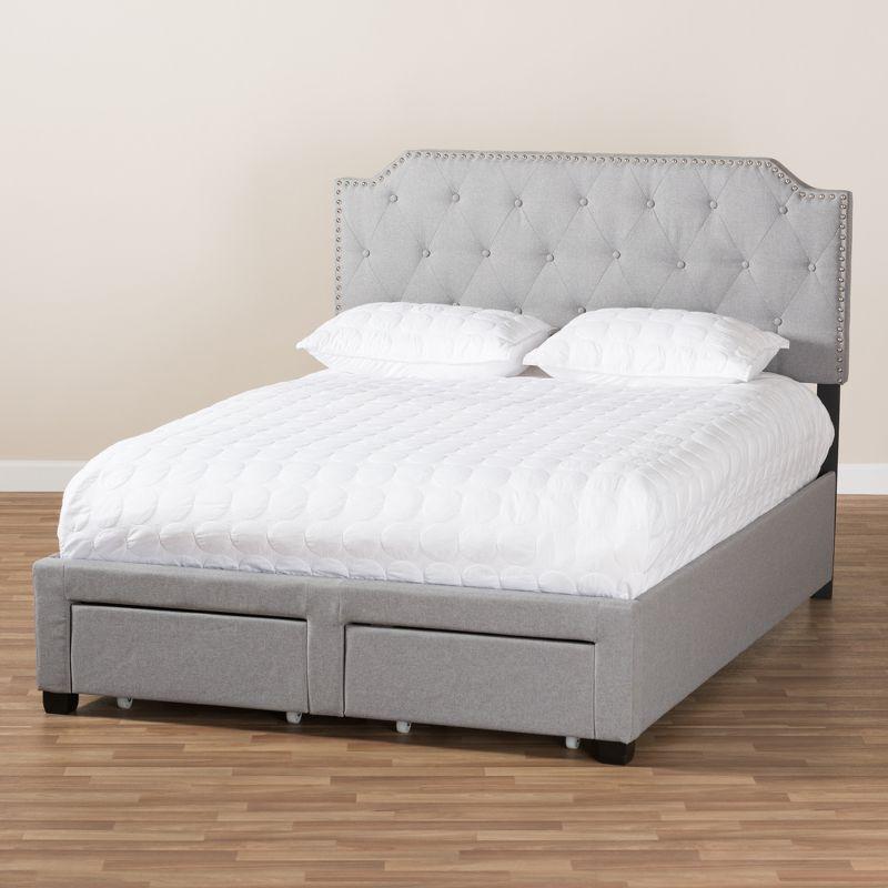 Queen Aubrianne Modern and Contemporary Fabric Upholstered Storage Bed Gray - Baxton Studio: Wood Composite Frame, Polyester Fill