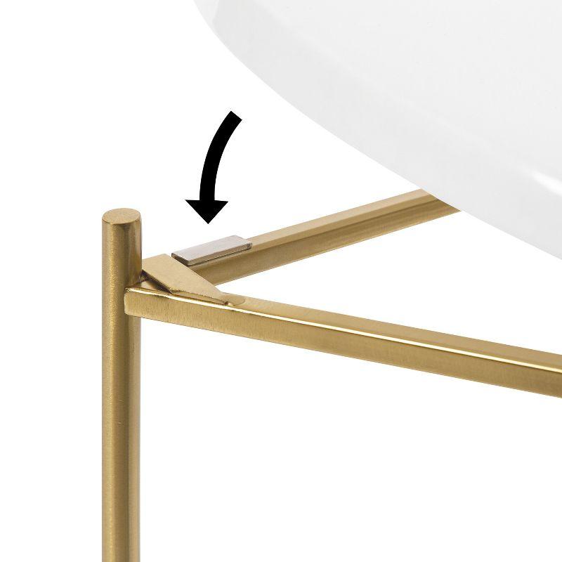 Kate and Laurel Ulani Round Metal Nesting Table, 2 Piece, White and Gold