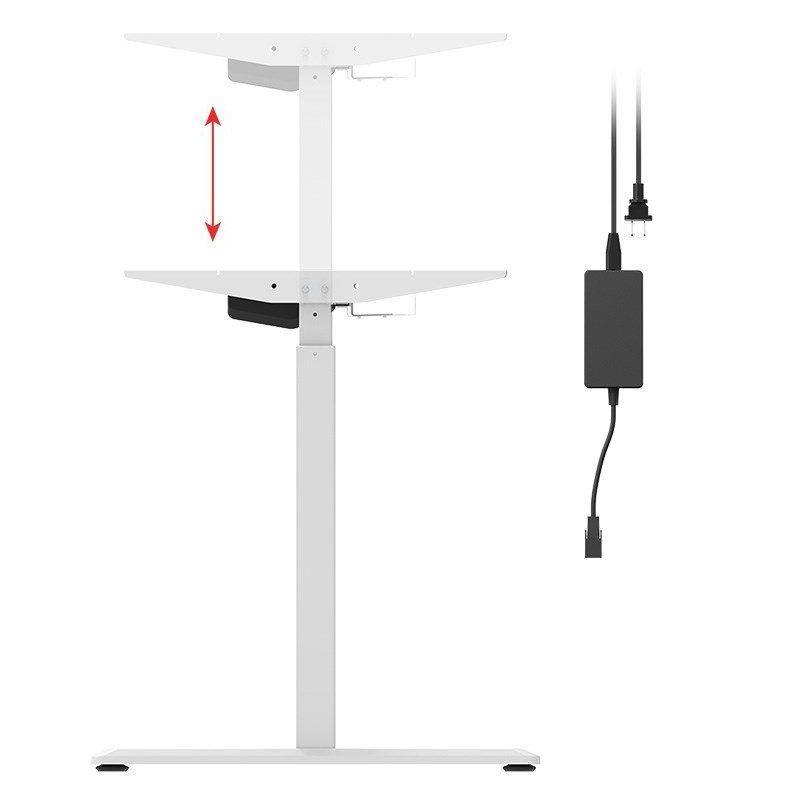 Monoprice Height Adjustable Sit-Stand Riser Table Desk Frame - White With Electric Single Motor, Compatible With Desktops From 39in-63in Wide