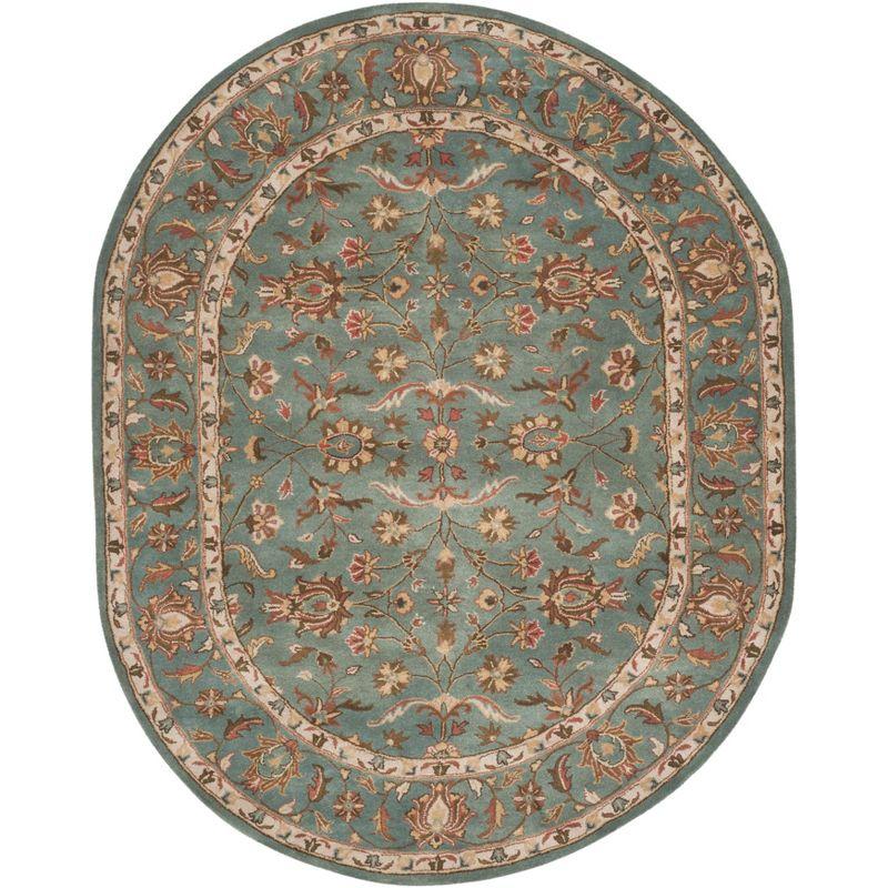 Elegant Heritage Hand-Tufted Wool Oval Rug in Blue, 7'6" x 9'6"