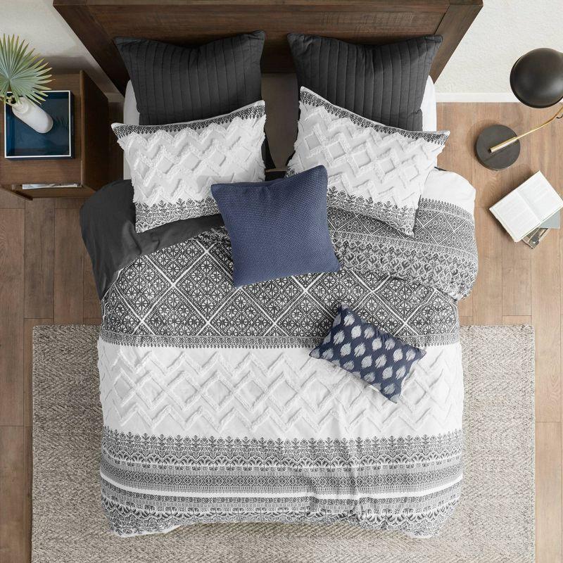 INK+IVY Mila Cotton Duvet Cover Set with Chenille Tufting