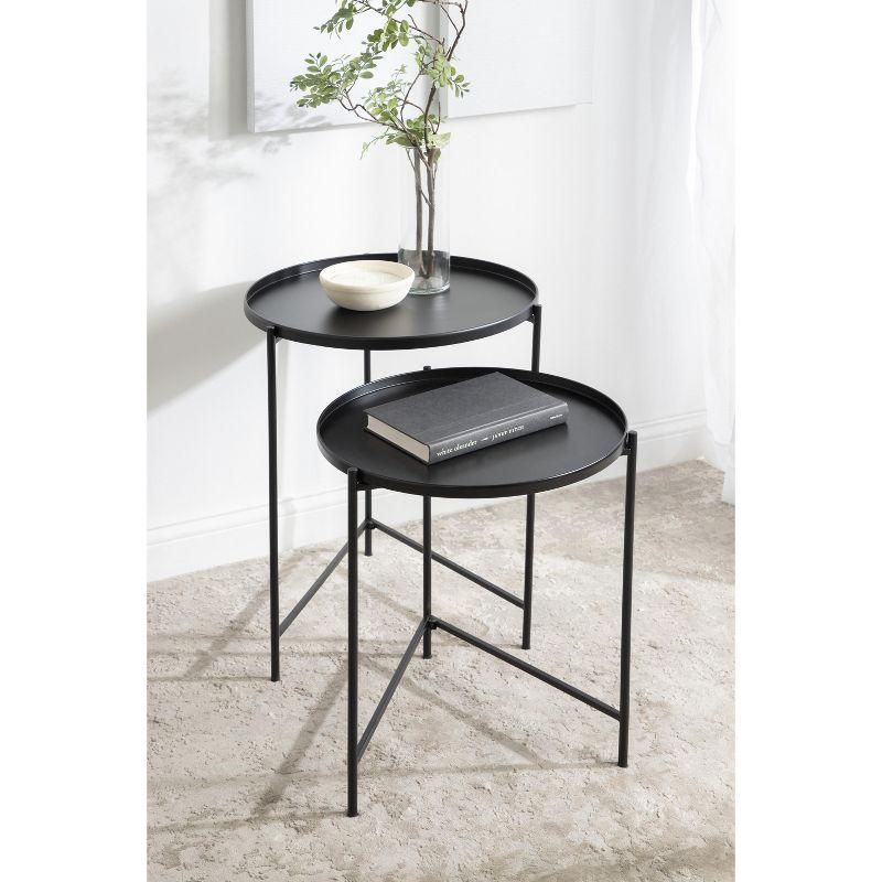 Ulani 2-Piece Nested Black Metal Round Side Tables