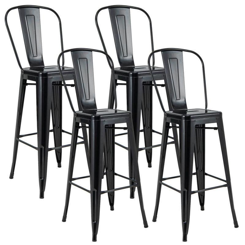 Costway 30" Bar Height Chairs with Footrest & Removable Backrest Rubber Feet for Kitchen