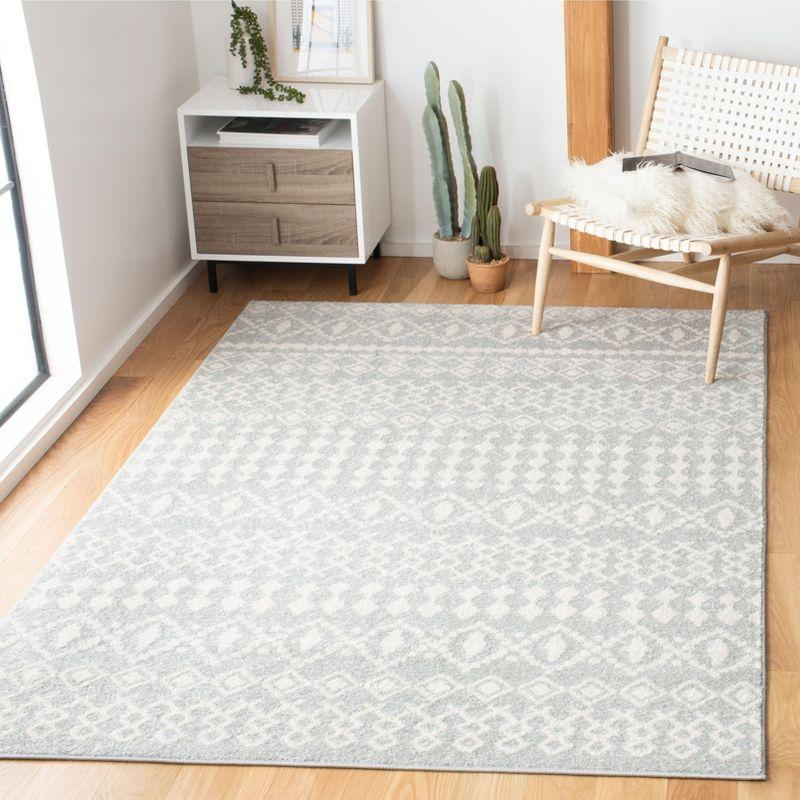 Boho-Chic Light Grey/Ivory Hand-Knotted Easy Care Area Rug