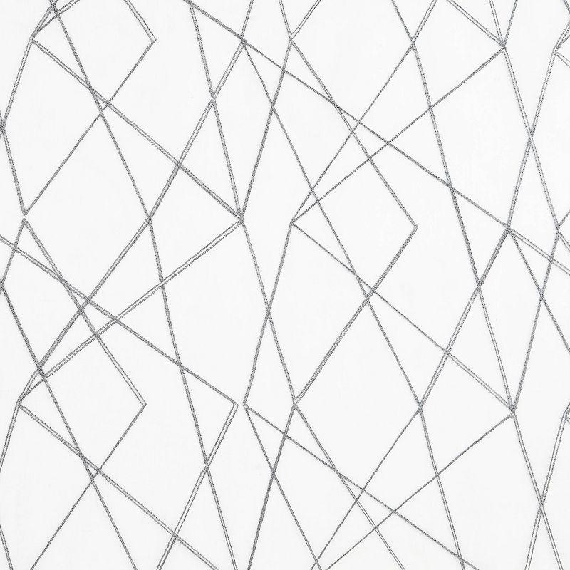 50"x96" No. 918 Light Filtering Abstract Geometric Embroidery Rod Pocket Curtain Panel Gray: Modern Indoor Decor