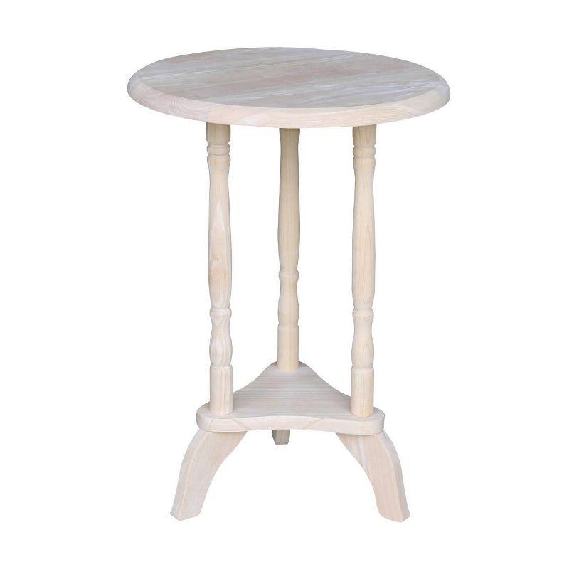 Unfinished Round Parawood Plant Table with Spindle Legs