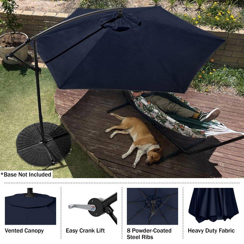 Pure Garden 10' Octagon Outdoor Patio Cantilever Umbrella Navy Blue: Weather-Resistant, Crank Lift, No Tilt