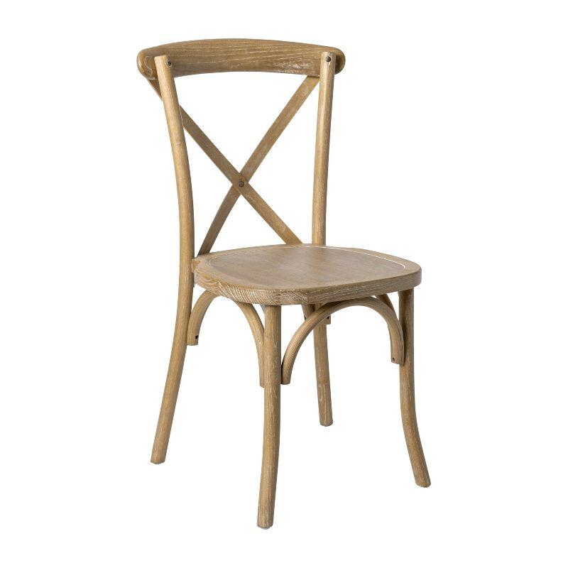 Medium Natural White Grain Cross Back Elmwood Chair Set