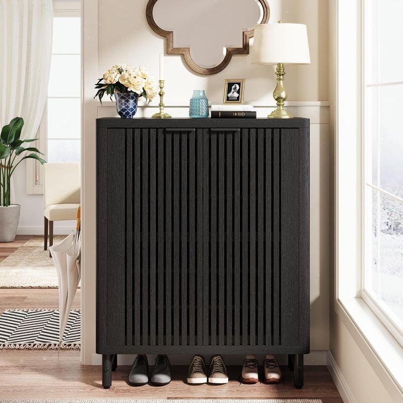 Tribesigns 6-Tier Shoe Cabinet with Louvered Doors, Black