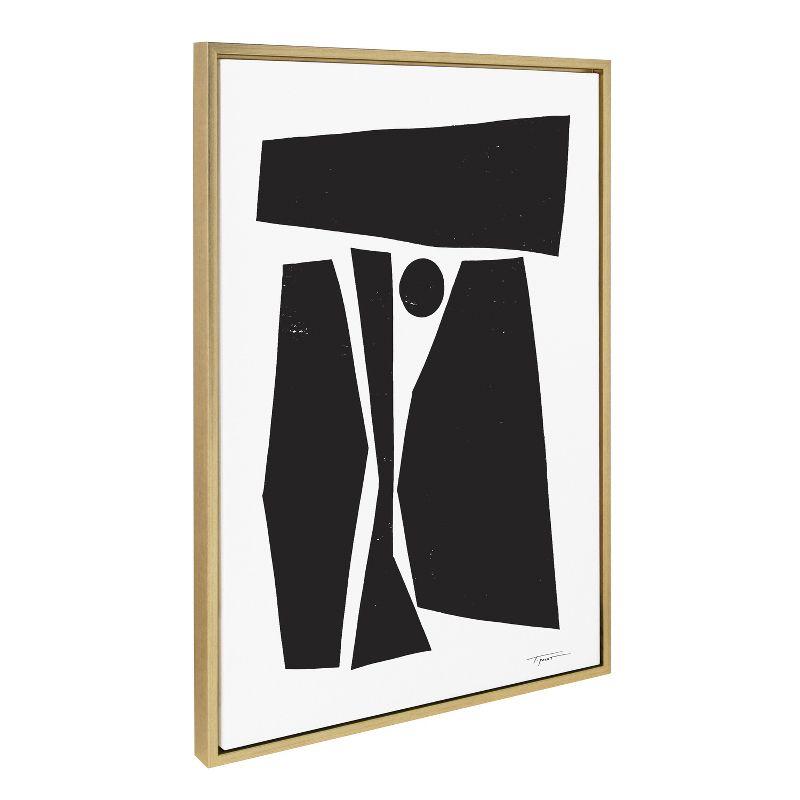 Composed Forms Black and White Abstract Canvas Print with Gold Frame