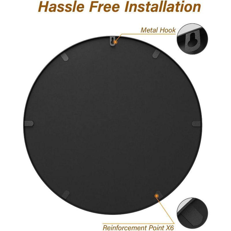 USHOWER 36" Black Round Wall Mirror - Metal Frame Circle Mirror for Bathroom, Bedroom, Living Room, and Entryway Decor