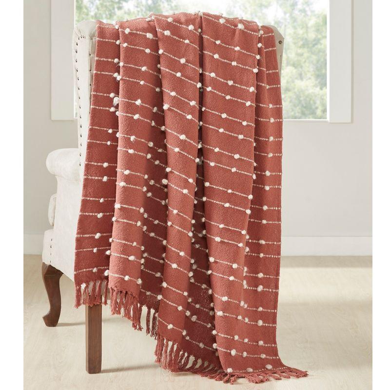 Lana Rustic Cotton Knit 60'' x 70'' Reversible Throw - Rust