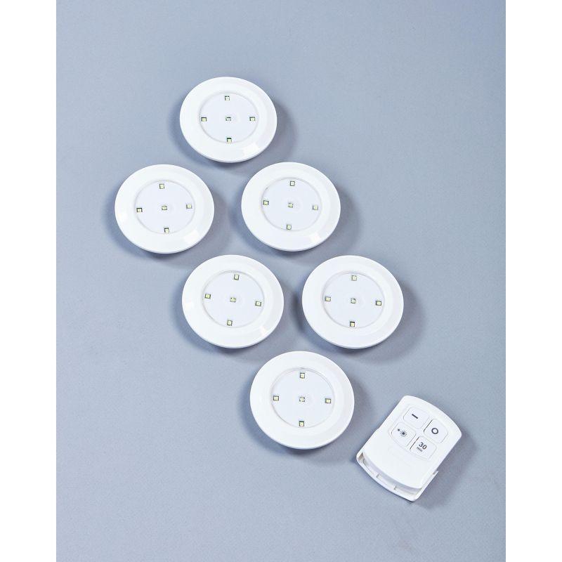 The Lakeside Collection Set of 6 Under Cabinet Puck Lights - Wireless Lighting with Remote