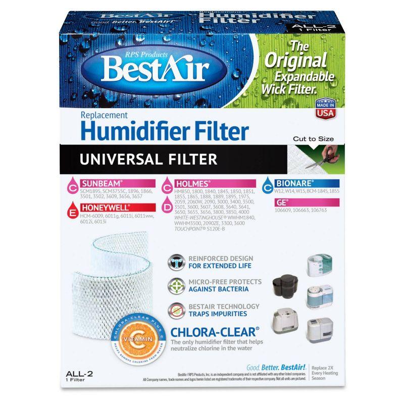 BestAir ALL-2 Extended Life Universal Humidifier Replacement Paper Wick For Holmes Humidifiers: Compatible Filter Pads
