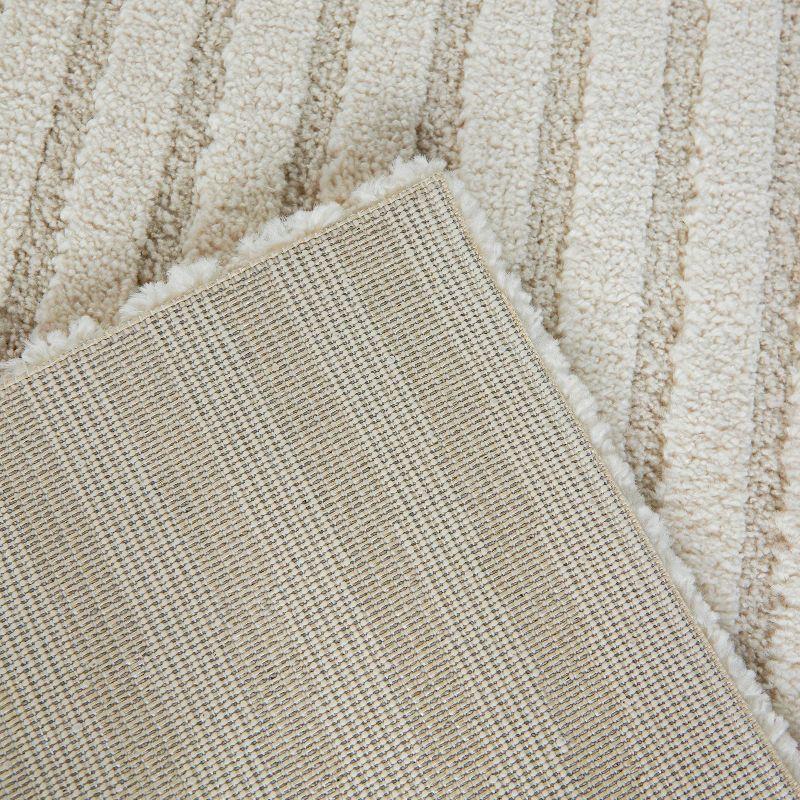 Rectangular 9' x 12' Cream Synthetic Stain-Resistant Rug