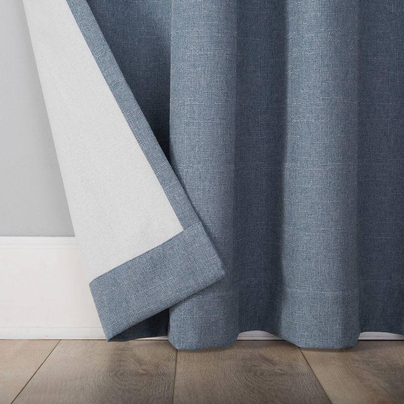 Blue Polyester Blackout Grommet Curtain Panel