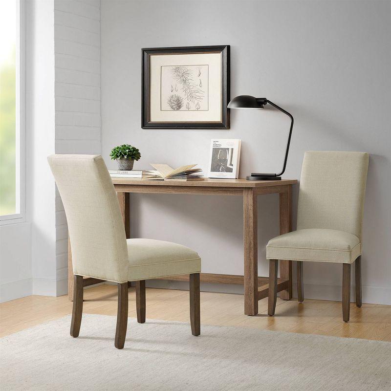 Alaterre Furniture Set of 2 Gwyn Parsons Upholstered Armless Chairs Cream: Modern Polyester Dining Seating