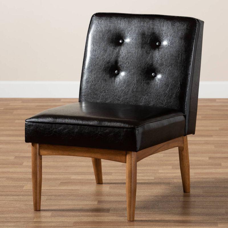 Arvid Faux Leather Upholstered Wood Dining Chair Dark Brown/Walnut - Baxton Studio: Mid-Century Modern, Rubberwood Frame, Polyester Fill