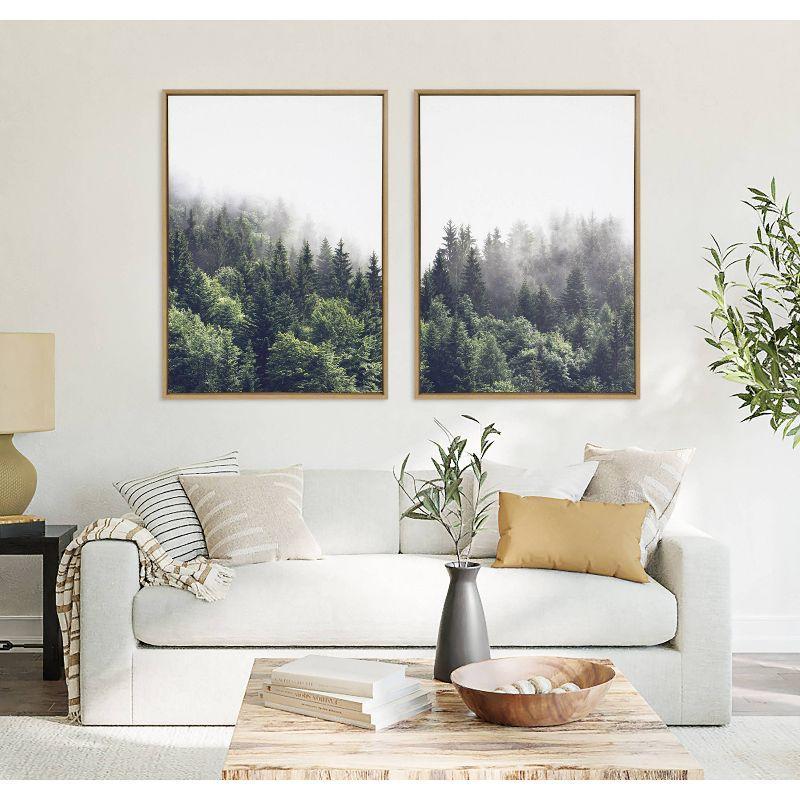 Set of 2 Foggy Forest Landscape Framed Canvas Prints