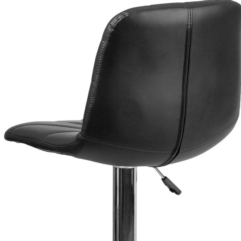 Contemporary Black Vinyl Swivel Barstool with Chrome Base and Adjustable Height