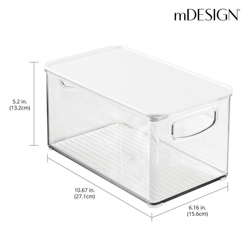 mDesign Plastic Deep Kitchen Storage Bin Box, Lid/Handles