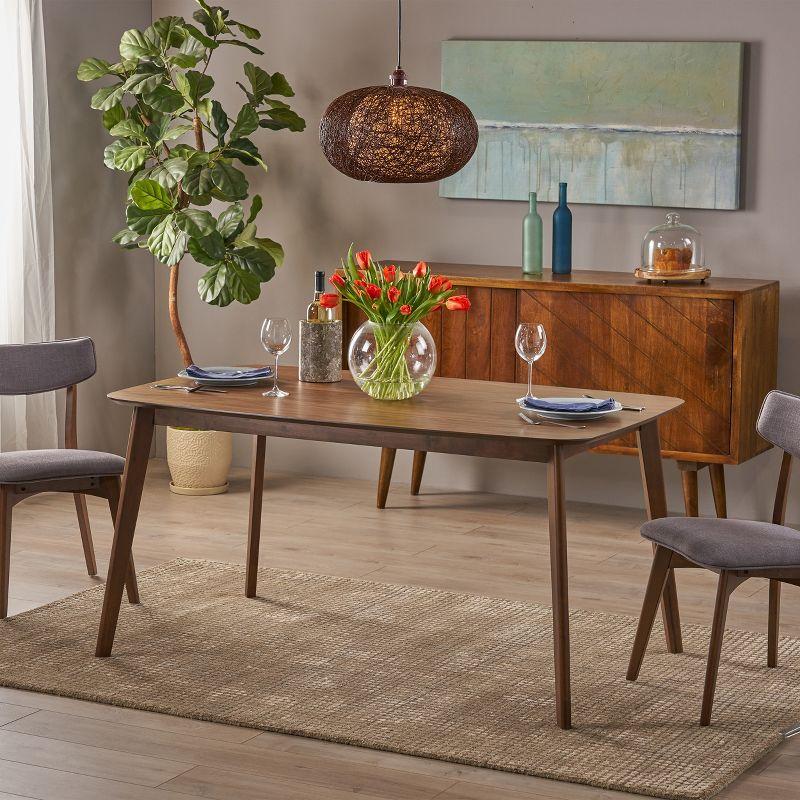 Natural Walnut Mid-Century Modern Wood Dining Table