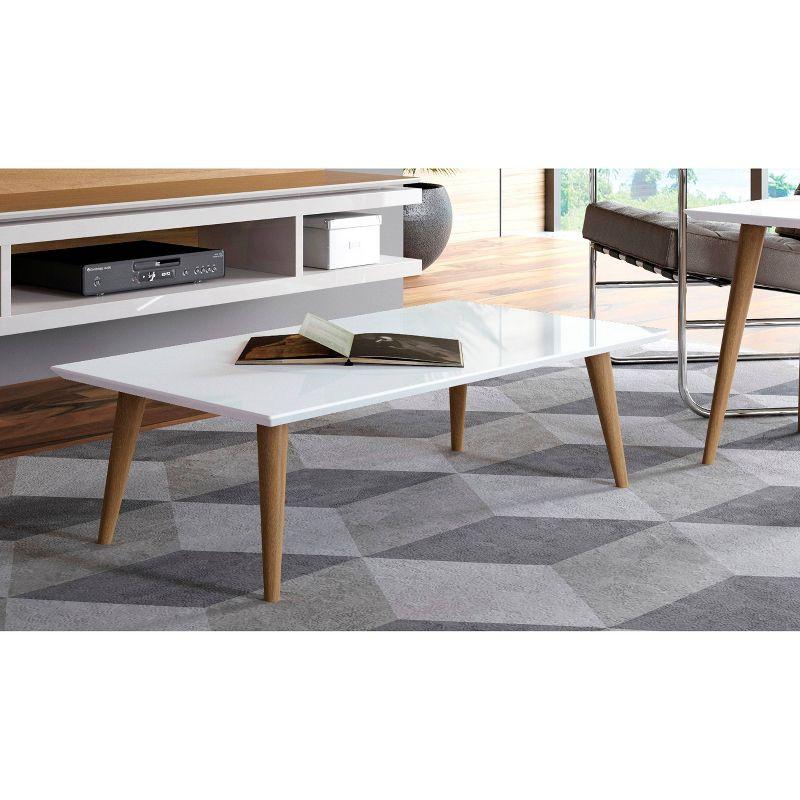 11.81" Utopia High Gloss White Coffee Table with Splayed Legs - Manhattan Comfort: Mid-Century Modern Design