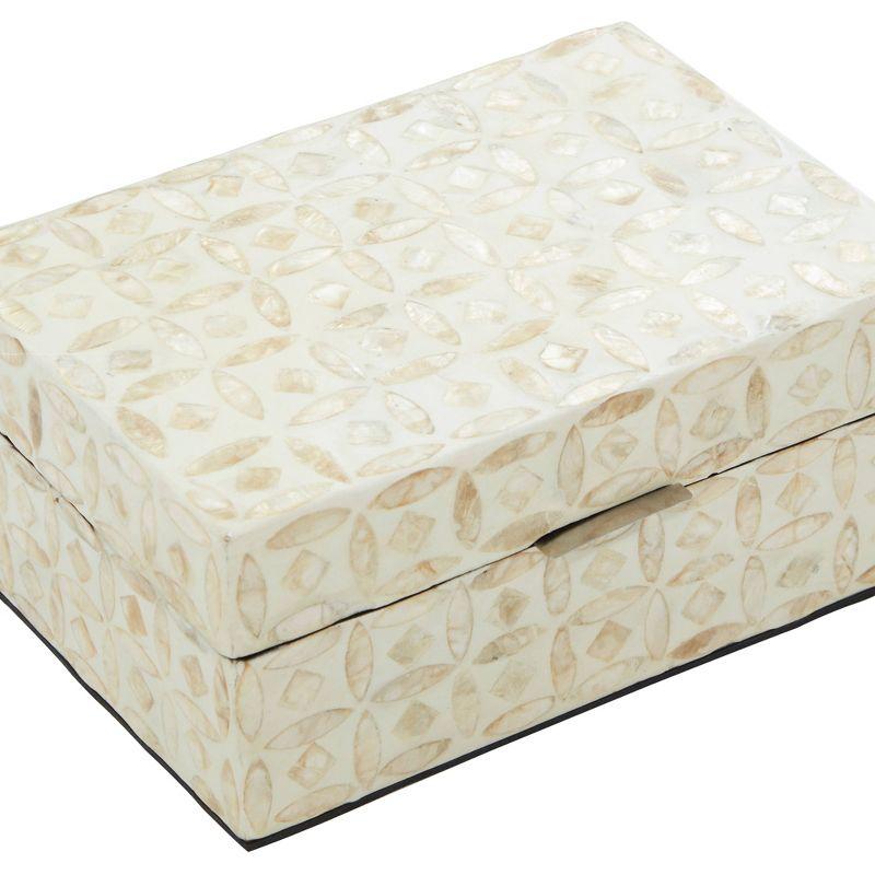 Set of 2 Contemporary Shell Inlaid Wooden Boxes with Lid Beige - Olivia & May: Coastal Style Storage