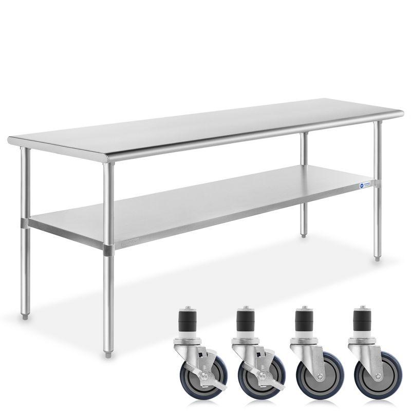 60" Stainless Steel Commercial Kitchen Prep Table with Casters