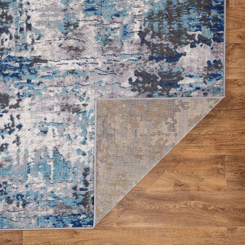World Rug Gallery Distressed Modern Abstract Indoor Area Rug - Blue 7'10" x 10':  Stain-Resistant,  Low Pile,  Machine Made