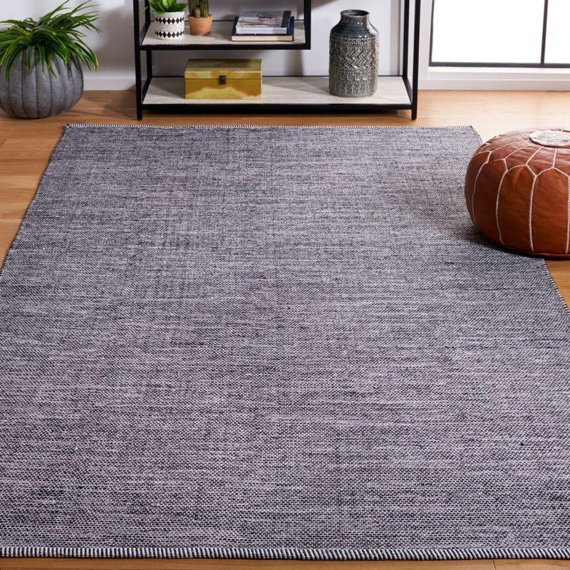 Handwoven Coastal Black Cotton 4' x 6' Flatweave Area Rug