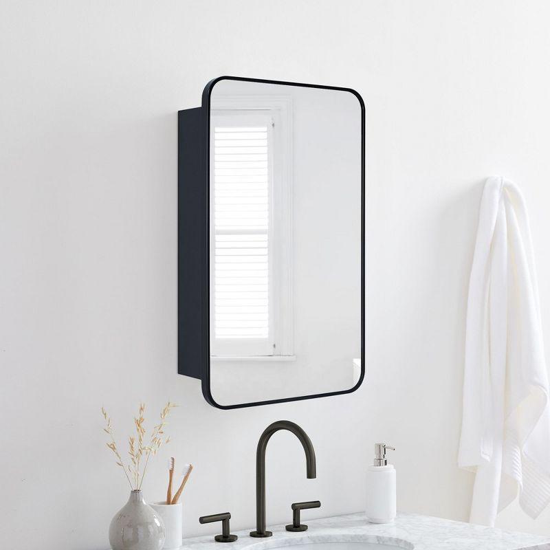 TEHOME Garnes Rectangular Recessed or Surface Mount Metal Medicine Cabinet with Mirror