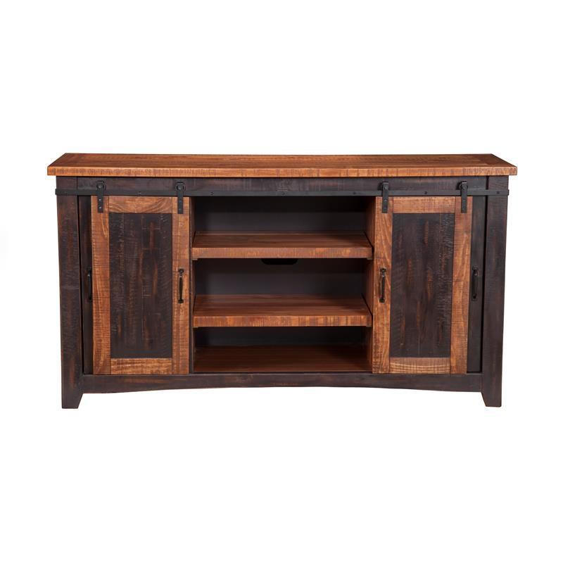 Santa Fe 65" Solid Wood TV Stand Antique Black and Honey - Martin Svensson Home